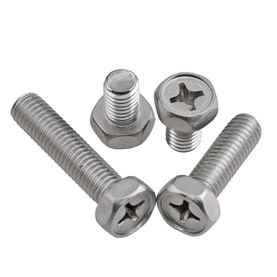 m3-m8 304不锈钢十字槽凹穴外六角螺栓 外六角头螺丝钉 gb29.