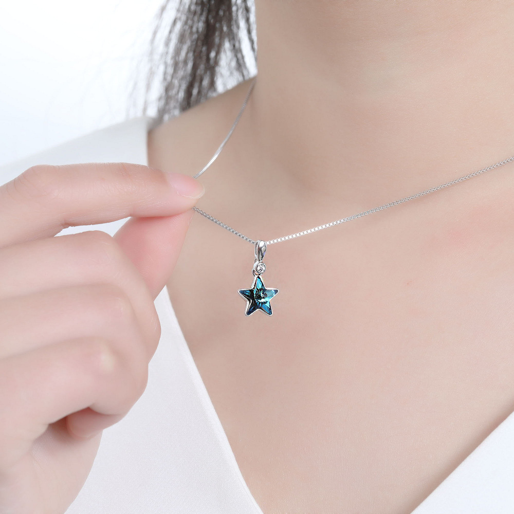 s925纯银项链 星星吊坠原创饰品简约个性情侣礼物厂家直销代发