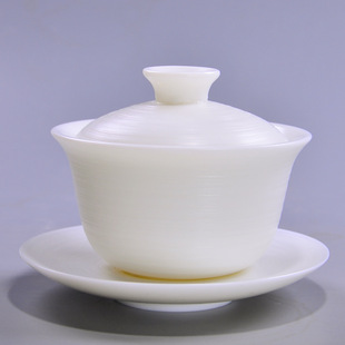 赢匠手工白瓷功夫茶碗德化高白瓷功夫茶具手拉胚三才盖碗结婚茶碗