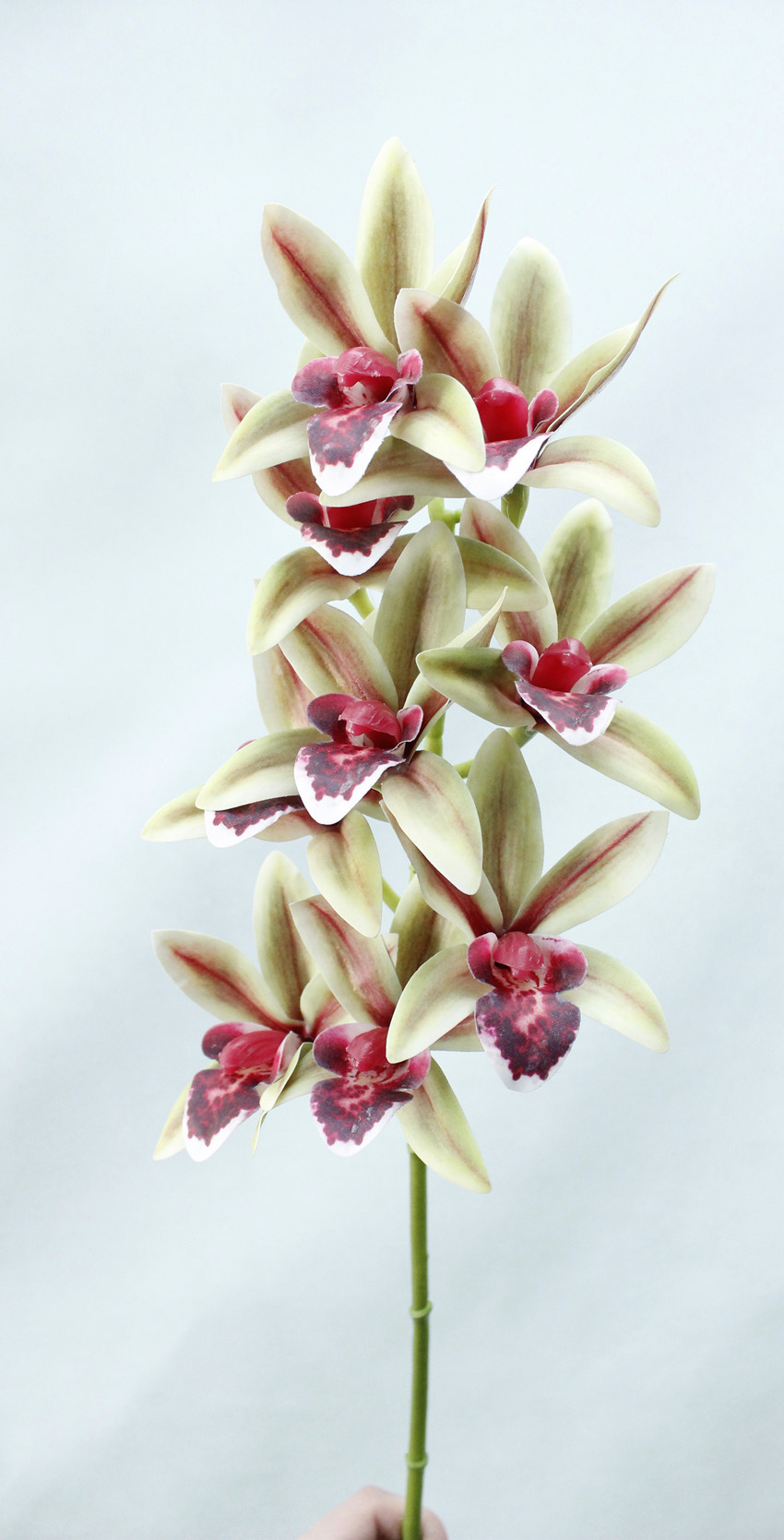 3d9头小皇兰 仿真花兰花 高档假花插花 家居装饰婚庆装饰高档插花