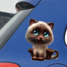 跨境汽车摩托车电动车3D立体反光Lovely Cat卡通猫遮盖划痕车贴