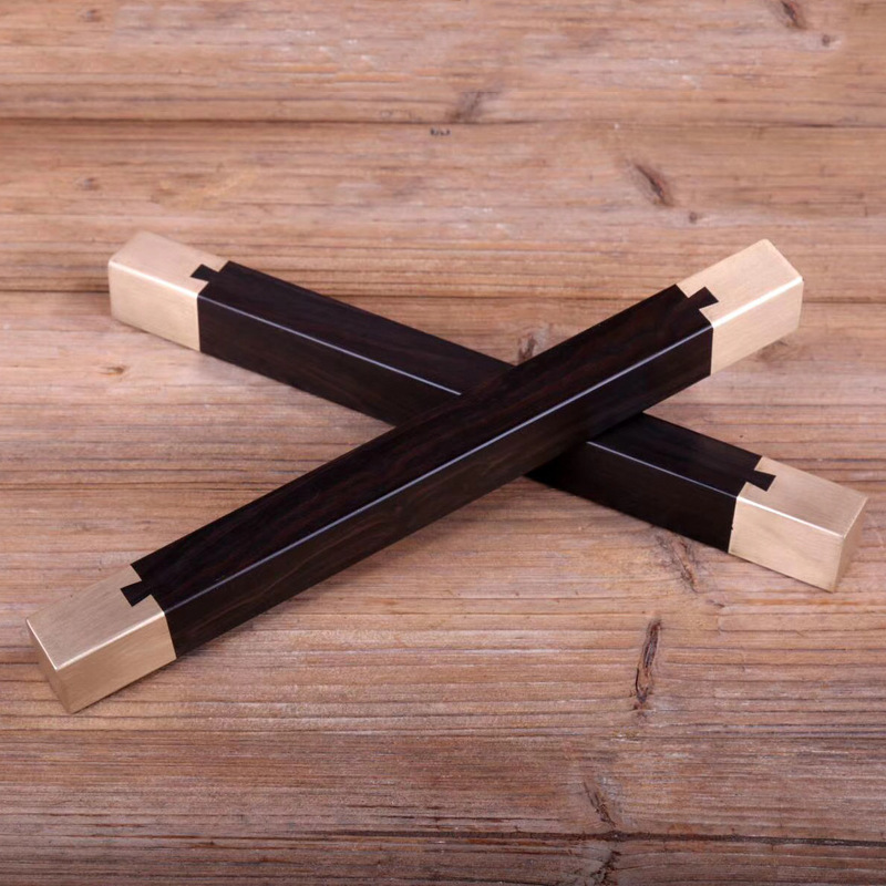 黑檀木镶色榫卯镇尺文房四宝镇纸 实木 工艺品摆件 厂家