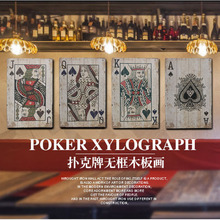 厂家直销复古创意扑克牌木板画酒吧网咖餐厅休闲室墙壁装饰画挂件