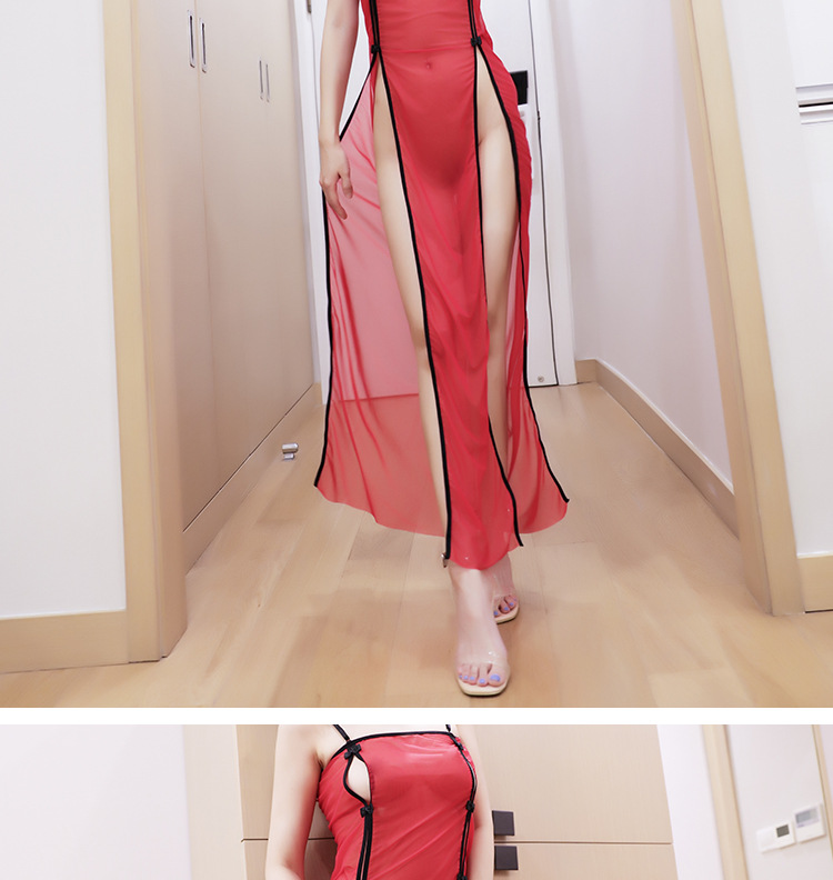 性感吊带内衣连衣裙网纱透视装露毛骚激情套装漏诱惑挑逗旗袍睡裙