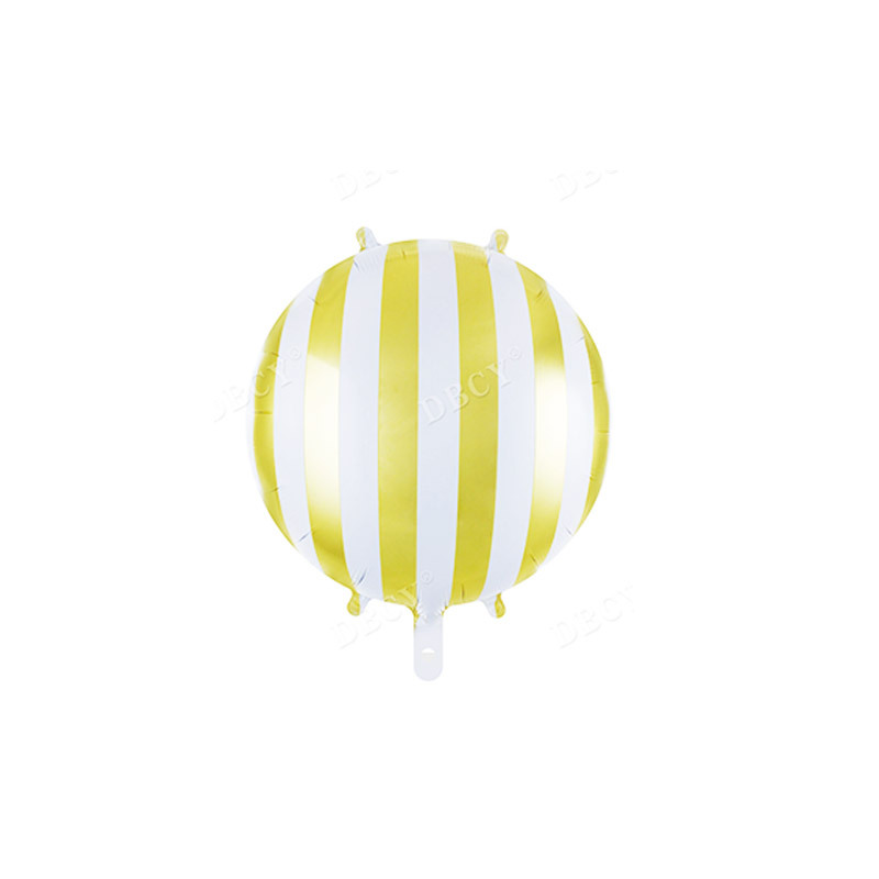 18-Inch Color Stripes Balloon Candy Five-Pointed Star Striped round Aluminum Balloon Birthday Party Event Decoration Supplies