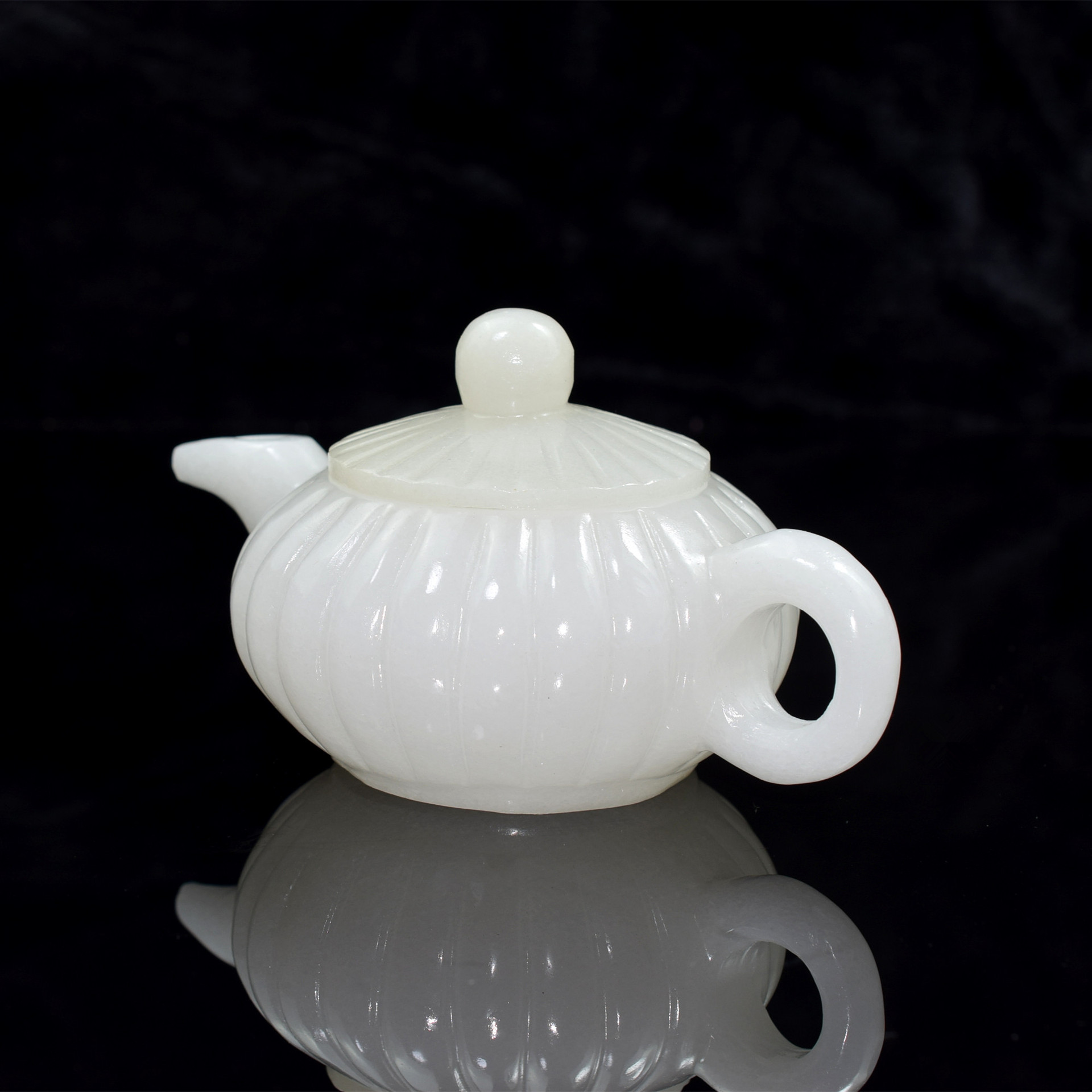 汉白玉白玉茶壶一套茶具福瓜玉壶白玉杯玉器工艺品南瓜摆件居家