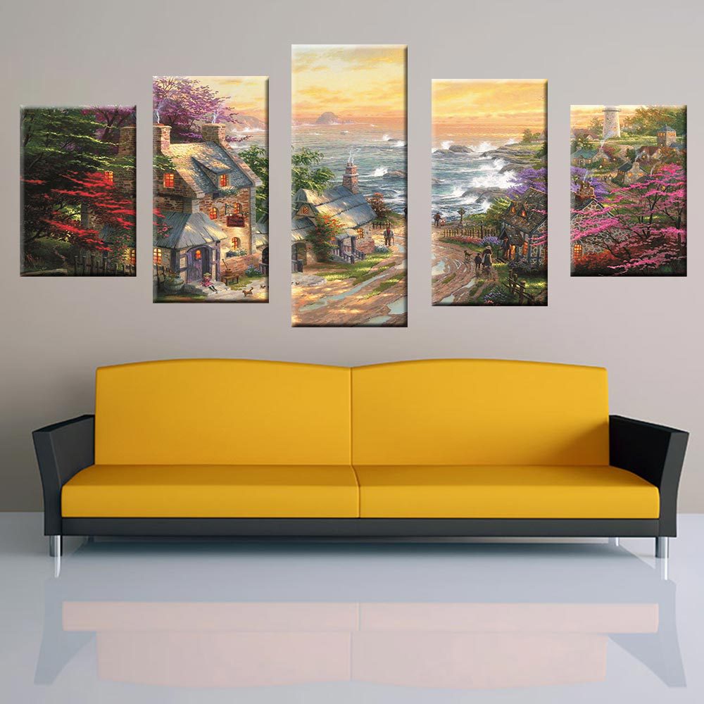 托马斯油画复古怀旧风景画客厅沙发背景墙现代简约无框画装饰画