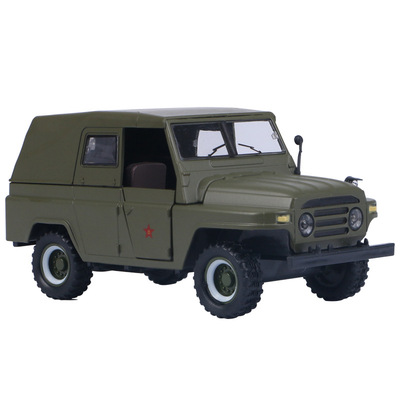 改进款升辉北京212吉普车合金汽车模型军车回力声光玩具835a盒装