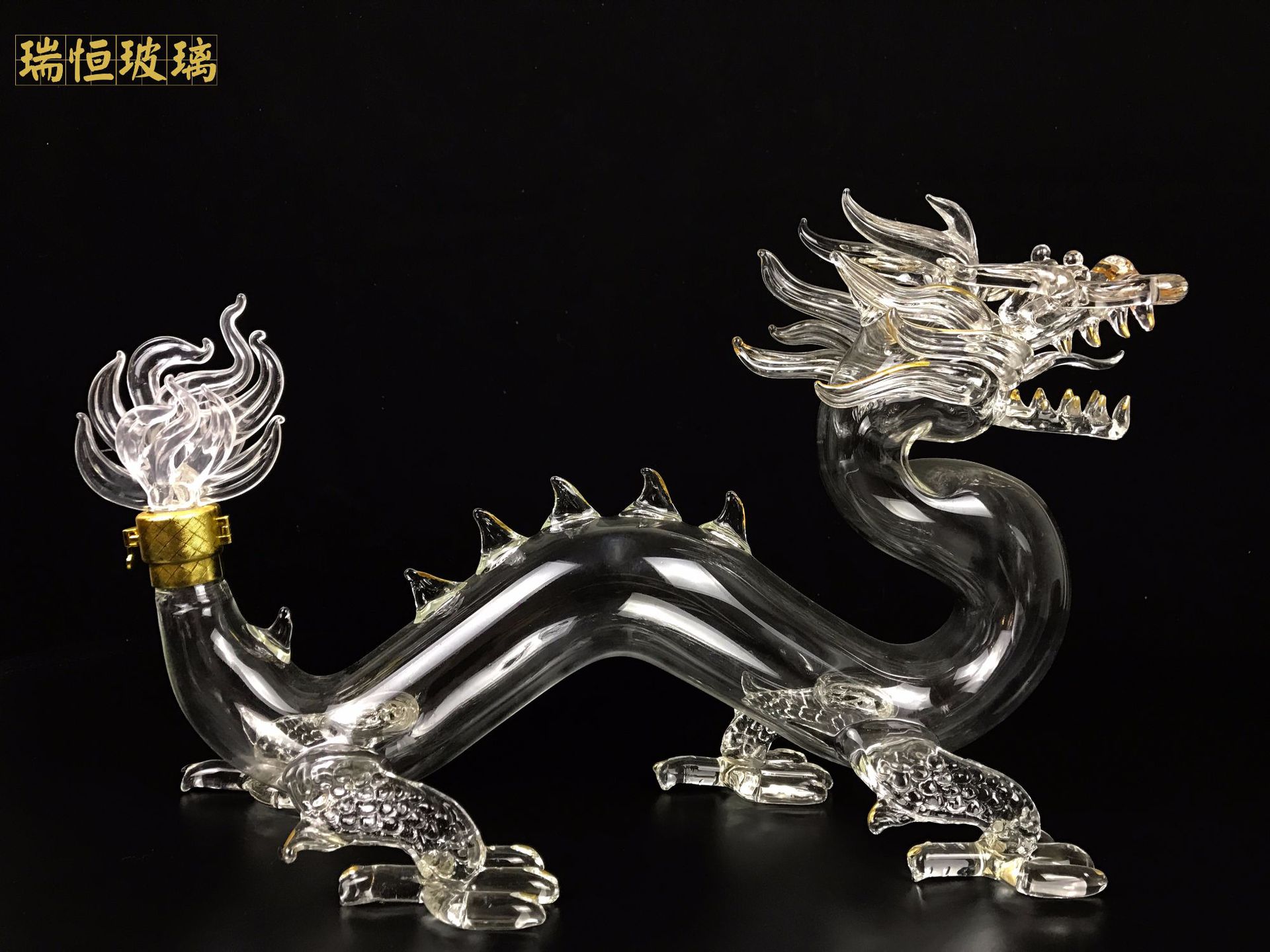龙形酒瓶髙硼硅玻璃龙行酒瓶玻璃定制酒瓶生肖龙瓶动物造型泡酒瓶