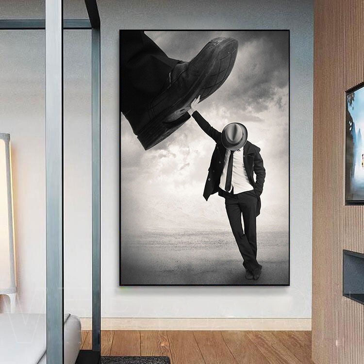 柏轩良品 黑白摄影人物风格抽象装饰画 玄关走道挂画 样板间壁画