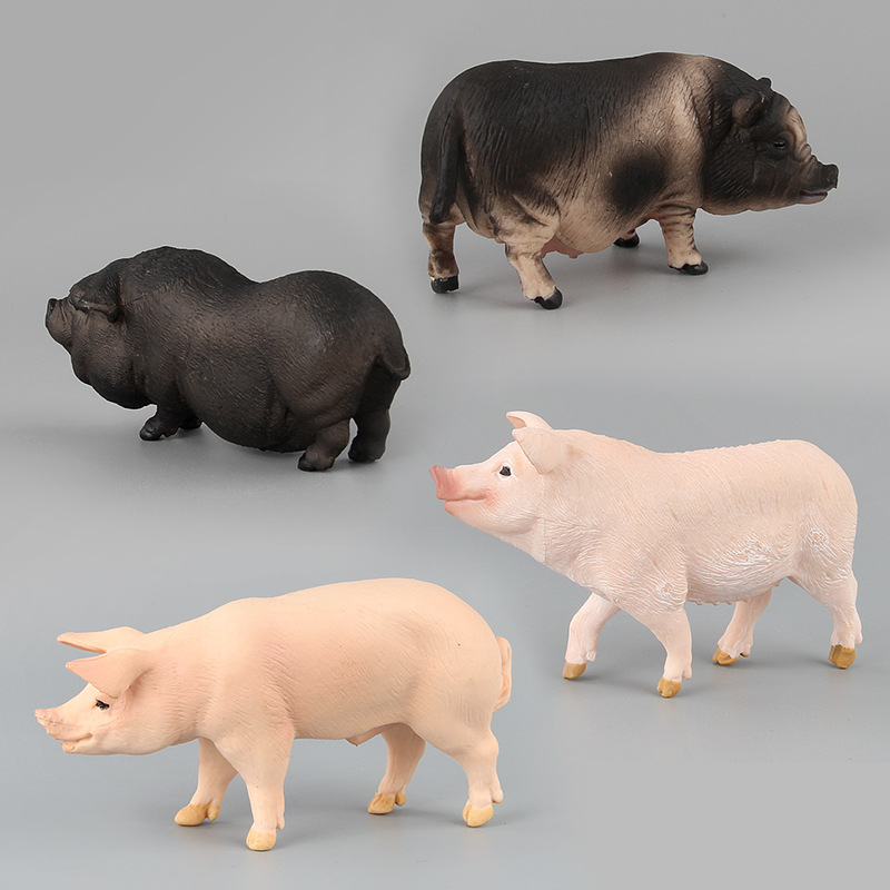 Factory Foreign Trade 9 Simulation Poultry Animal Model Mini Pig Black Pig Big White Pig Toy Home Decorations and Accessories