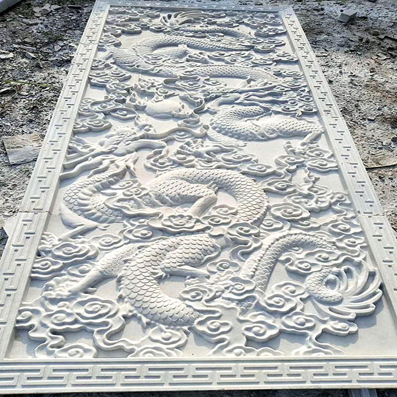 加工定制大理石浮雕照壁 古城砖雕浮雕壁画 大型石雕九龙壁浮雕