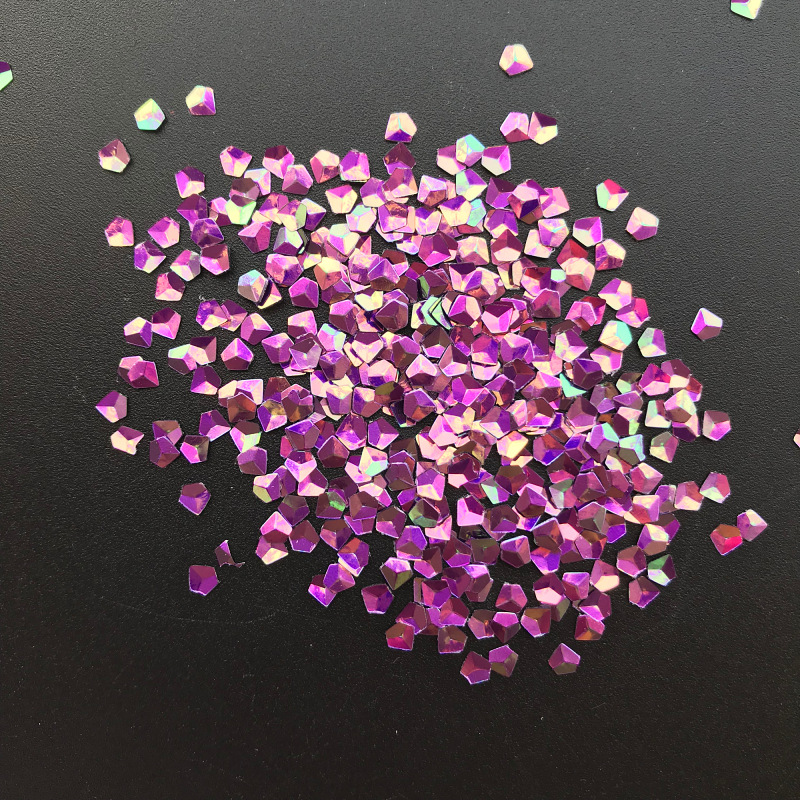 3d钻石镭射幻彩亮片异型指甲贴片 美甲钻pet亮片圆立体菱形闪光片