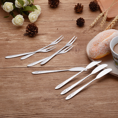 新款不锈钢月饼刀叉 蛋糕水果叉西餐甜点下午茶刀叉餐具厂家批发