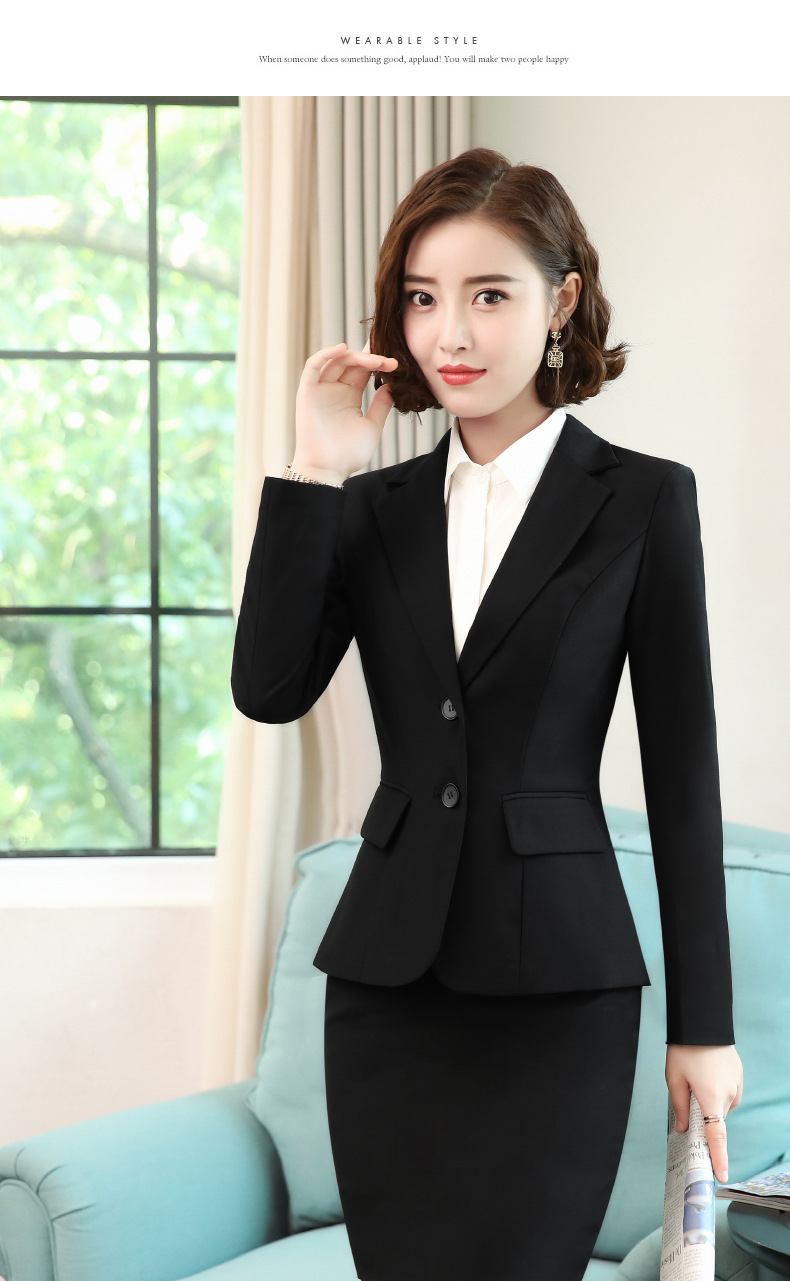 名祺秋季韩版职业套装女新小西装气质ol工作服大学生面试装绣logo
