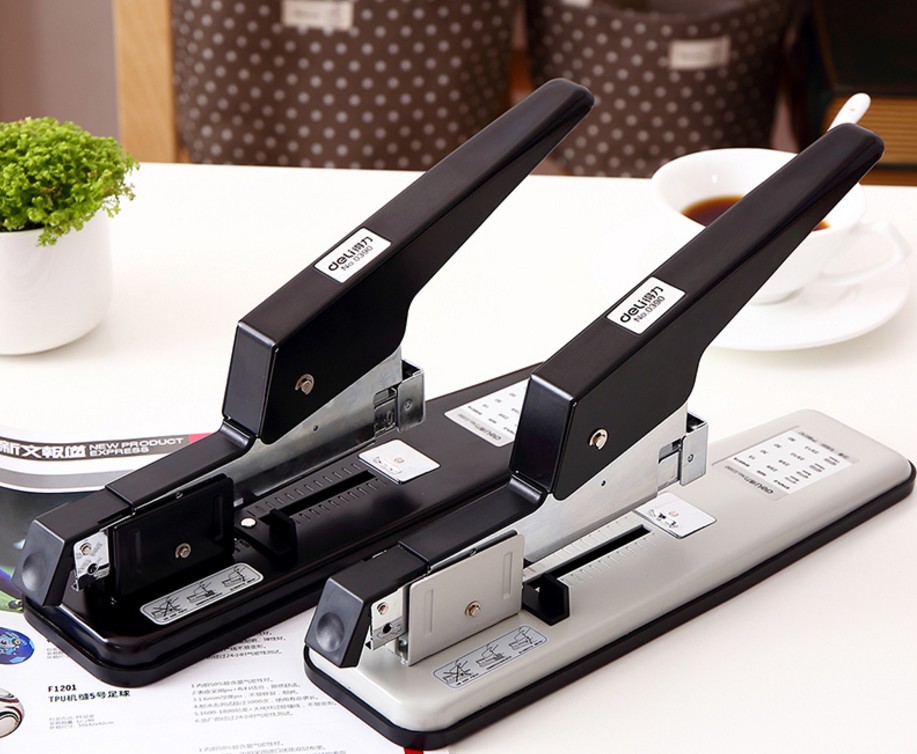 得力0390订书机 加厚加长大号订书器 大号重型加厚定书机80页