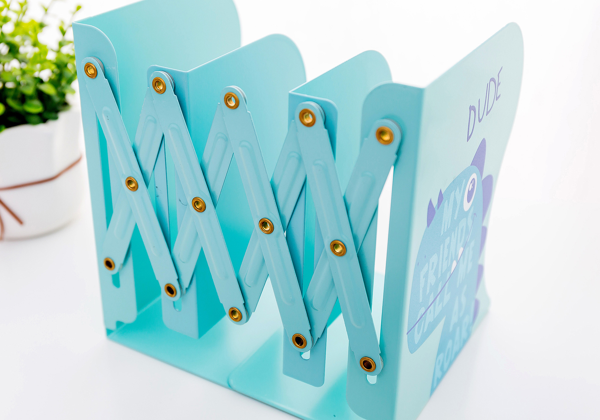 德懋mq3166拉伸书立可调活动式书靠书档金属收纳书立架学生桌面