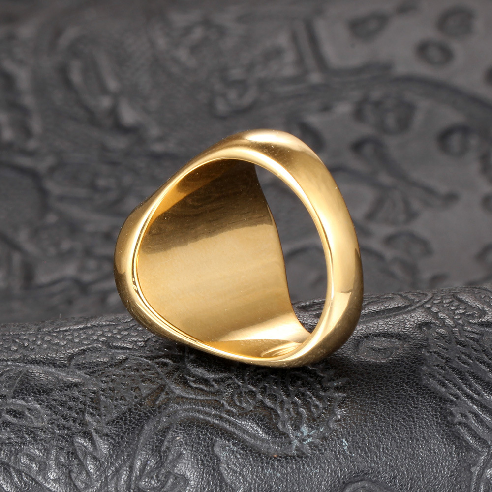 现货批发直销 钛钢绿色猫眼石金色戒指 男士戒指欧美风首饰