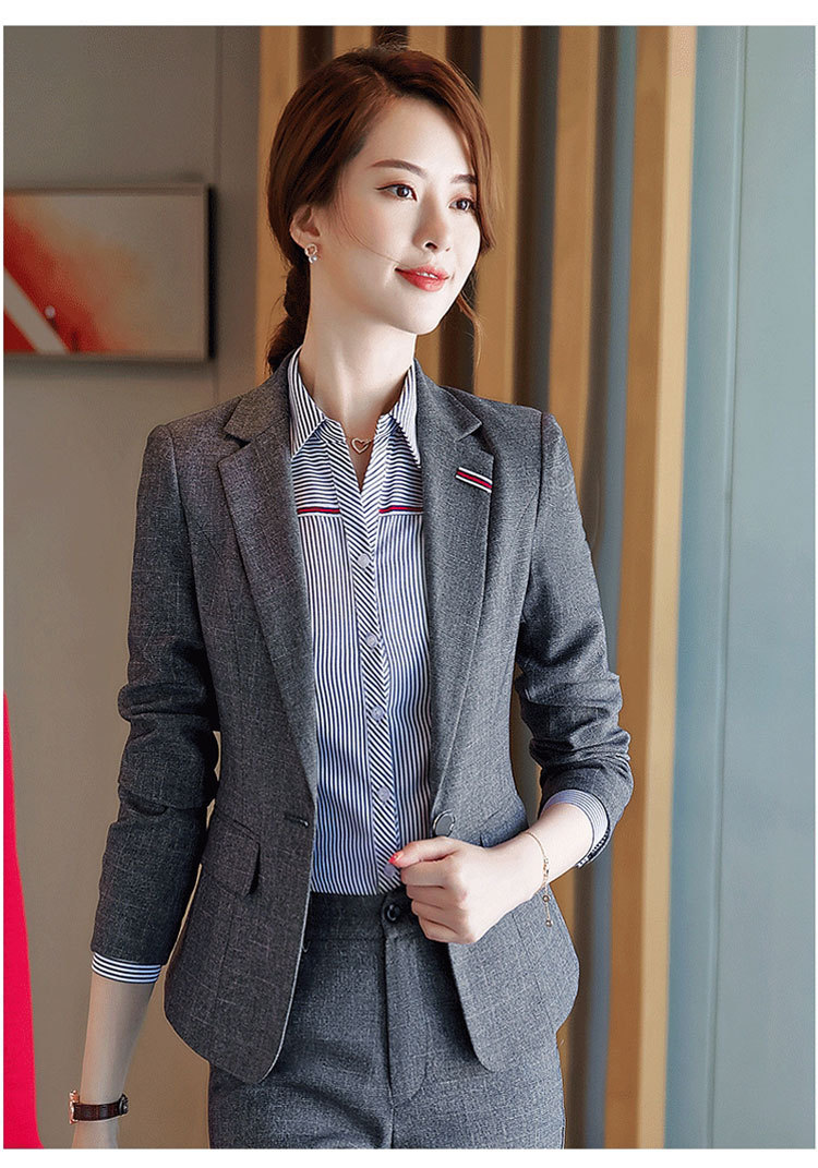 新款春季季韩版时尚职业装女套装工作服修身休闲小西装女长袖定制
