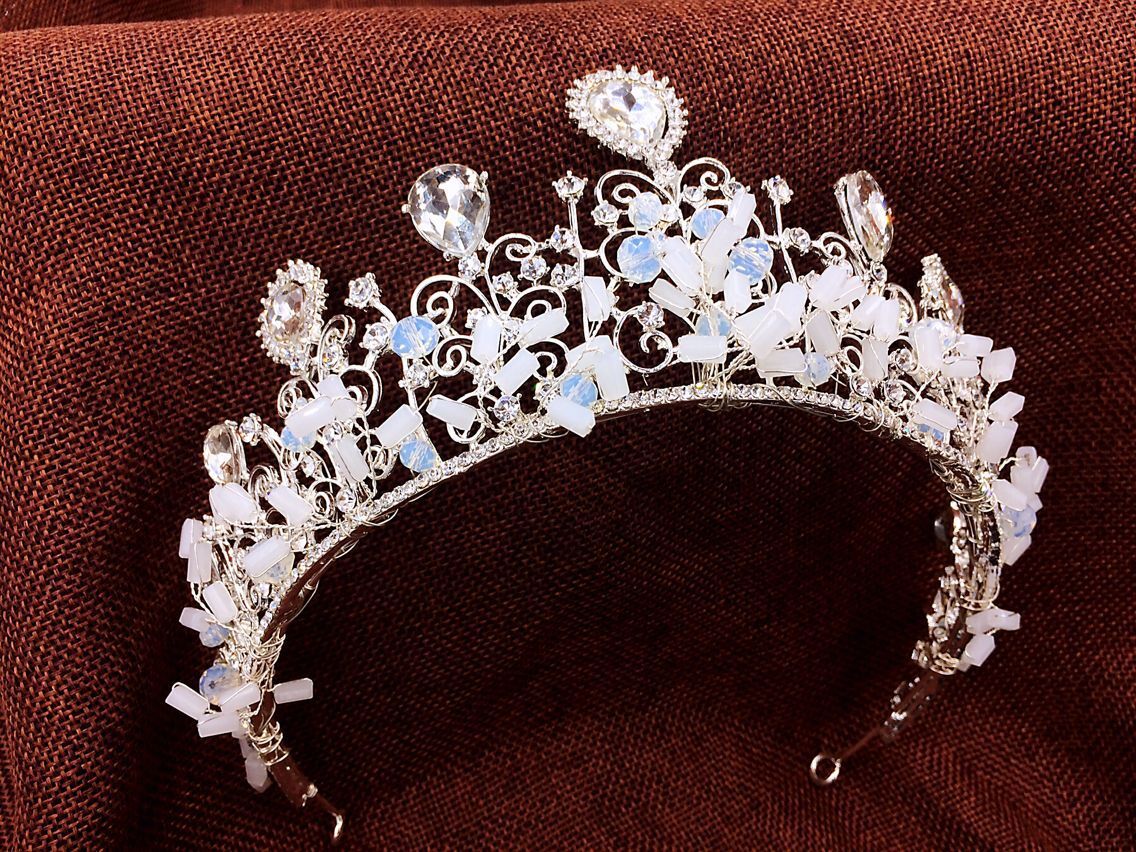 韩式皇冠头饰水滴新娘结婚大皇冠水钻串珠水晶公主女王冠