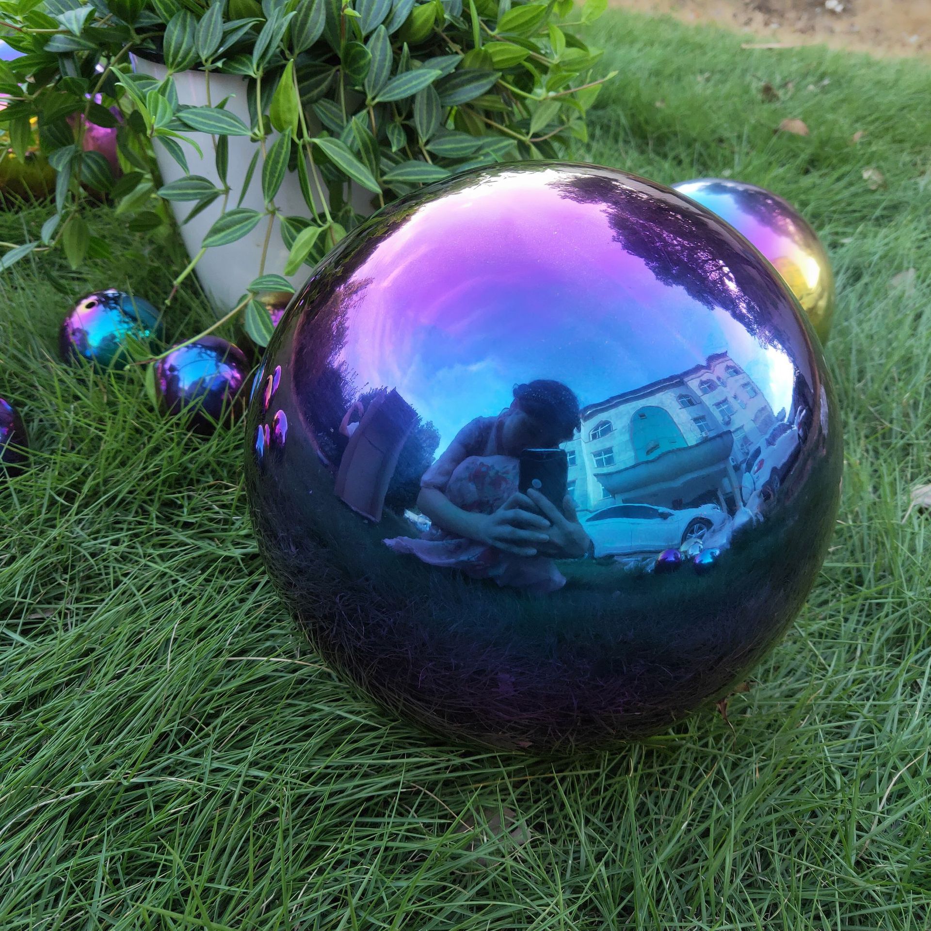 不锈钢空心球不锈钢圆球装饰球电镀七彩球彩色球彩虹色球园林装饰