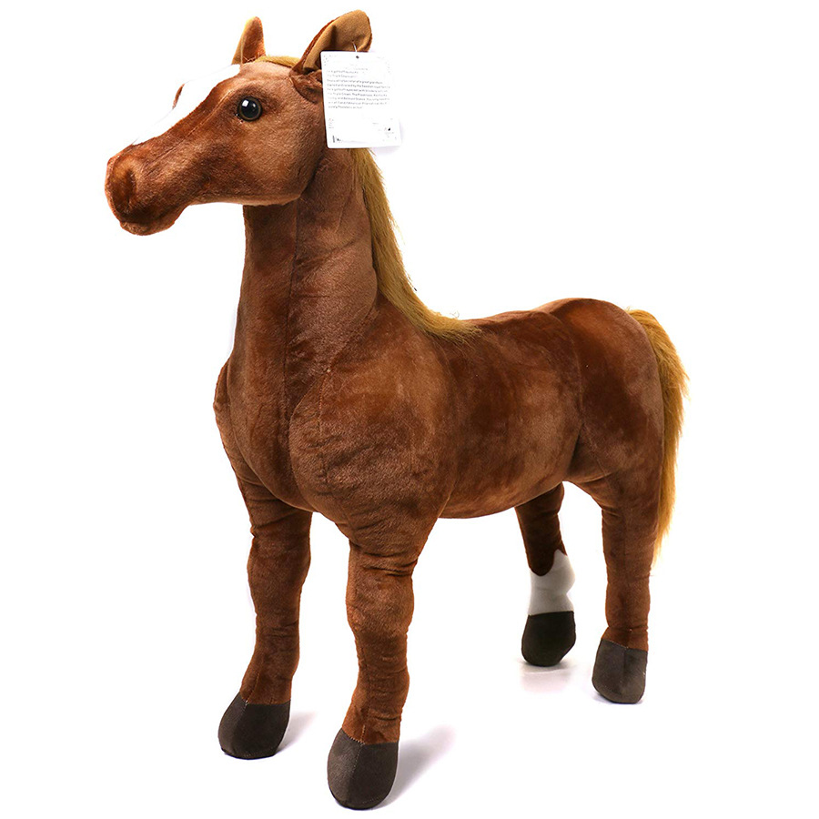 c849专业定制 创意仿真棕色站立马毛绒玩具 毛绒动物小马公仔