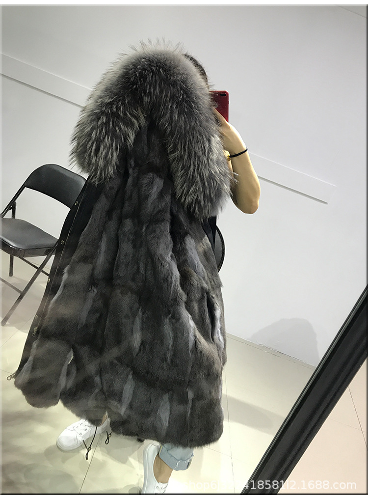 2018新款星星款皮草外套派克大衣女树貂灰鼠派克服女中长款过膝款