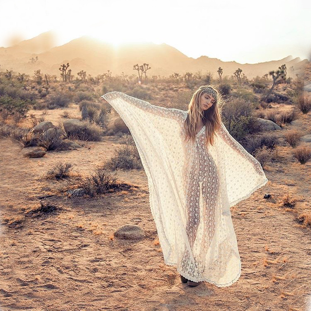 2019跨境爆款女装速卖通蕾丝裙子亚马逊网纱沙滩裙波西米亚连衣裙