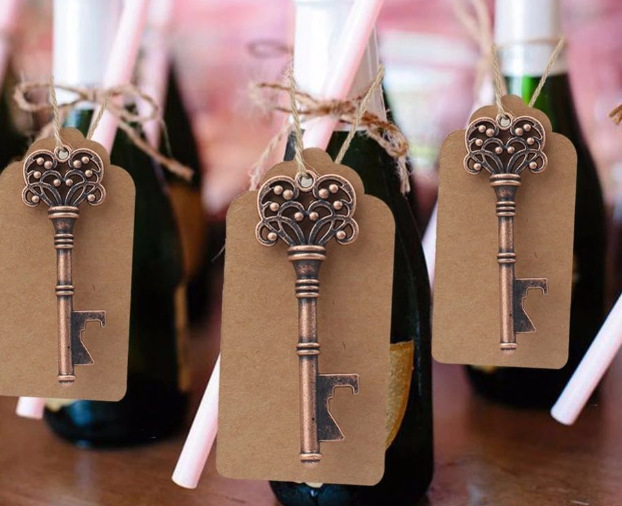 Factory Direct Supply DIY Wedding Gifts Alloy Decoration Accessories Vintage Red Copper Key Bottle Opener 50 Pcs/Set