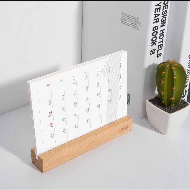 木质台历底座 台历架 便签留言夹底座 日历台历支架木名片收纳