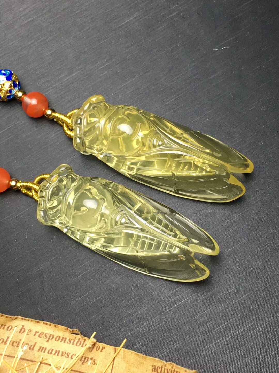 金蝉吊坠_天然黄水晶金蝉吊坠毛衣链腰缠万贯一鸣惊人助学事业招财转