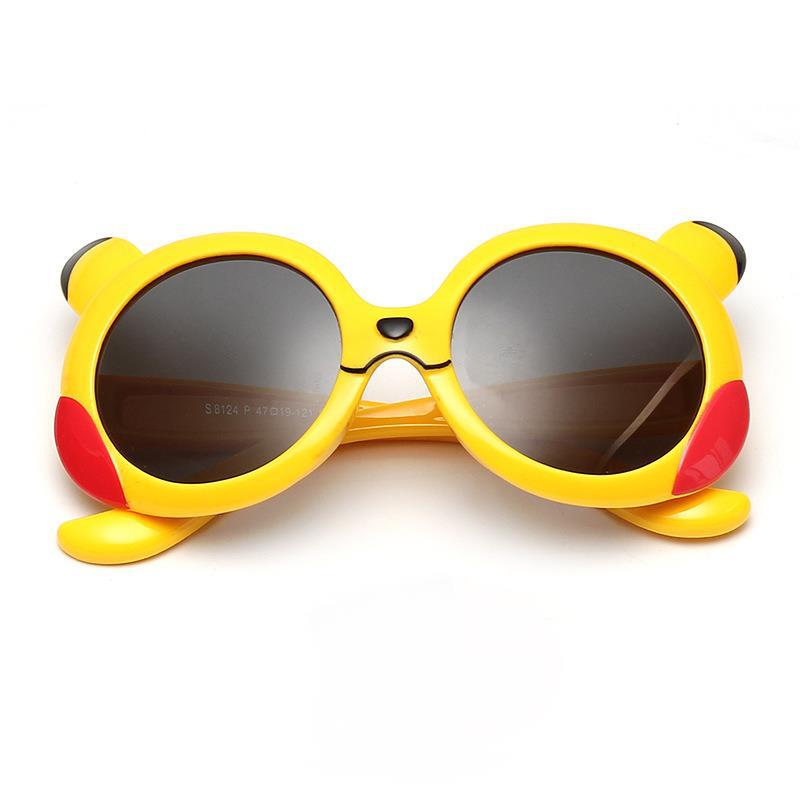 新款可爱偏光儿童太阳镜皮卡丘卡通墨镜硅胶太阳眼镜防紫外线防晒