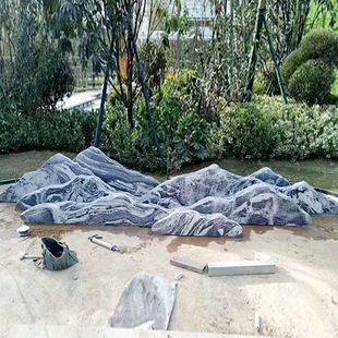 雪浪石切片造景酒店会所大厅假山石摆件泰山石门牌石风景石切片