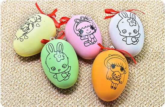 塑料彩绘蛋彩蛋壳幼儿园儿童diy手工玩具涂鸦礼品复活节鸡蛋挂饰