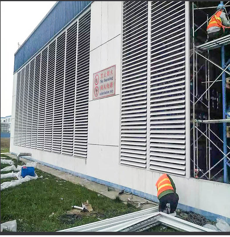 定做工程户外电动百叶窗 铝合金消防通风防雨百叶窗 消声百叶窗