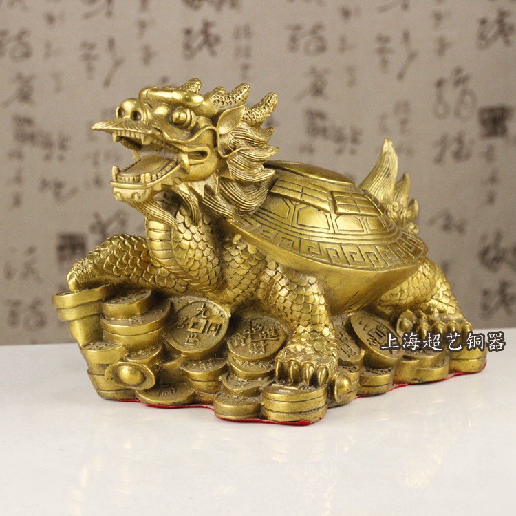 开光纯铜八卦龙龟摆件风水家居装饰品金属工艺品批发