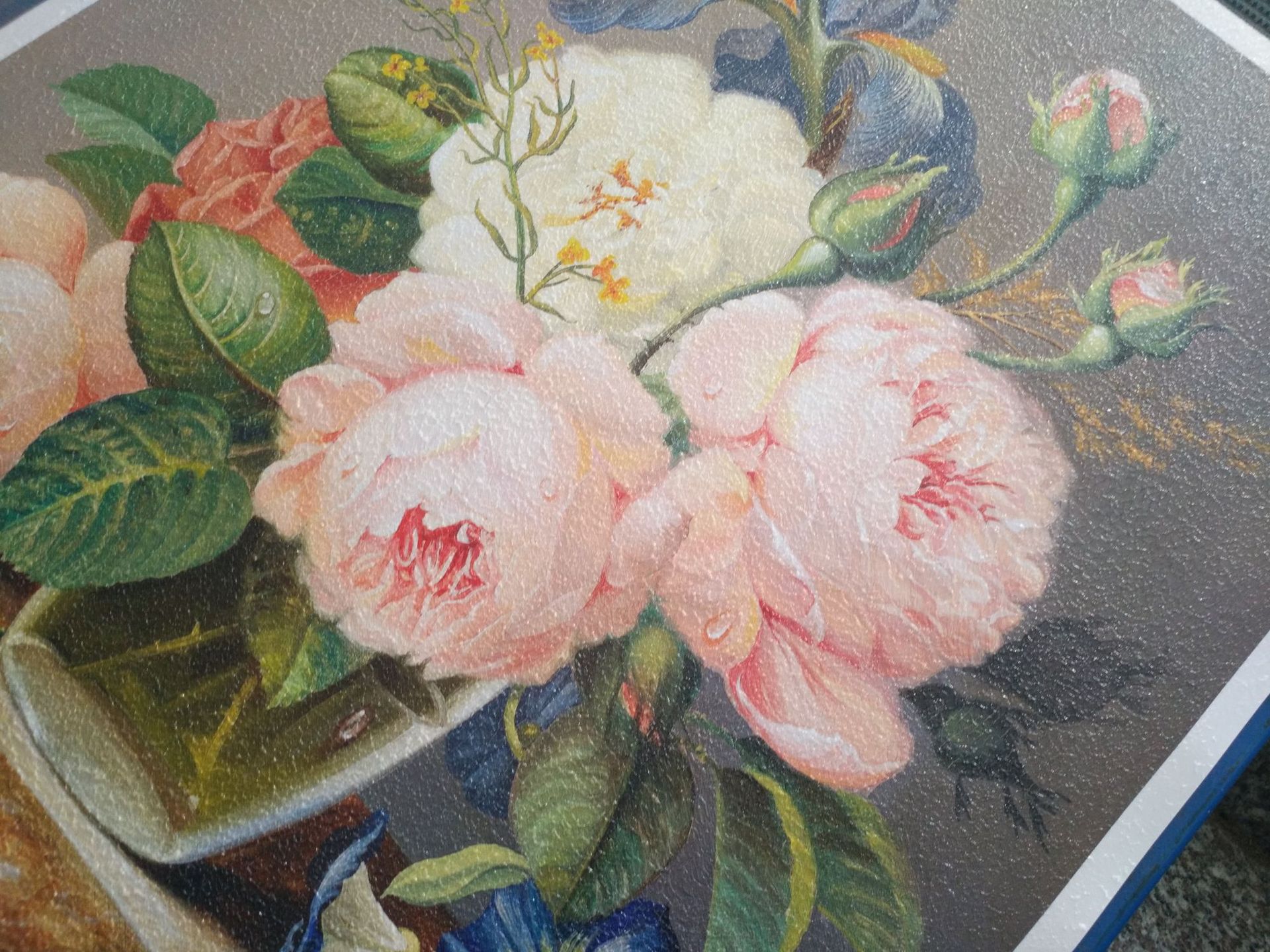 花卉磨砂画芯批发 立体画芯 手工肌理微喷印刷画 化纤布沙粒感画