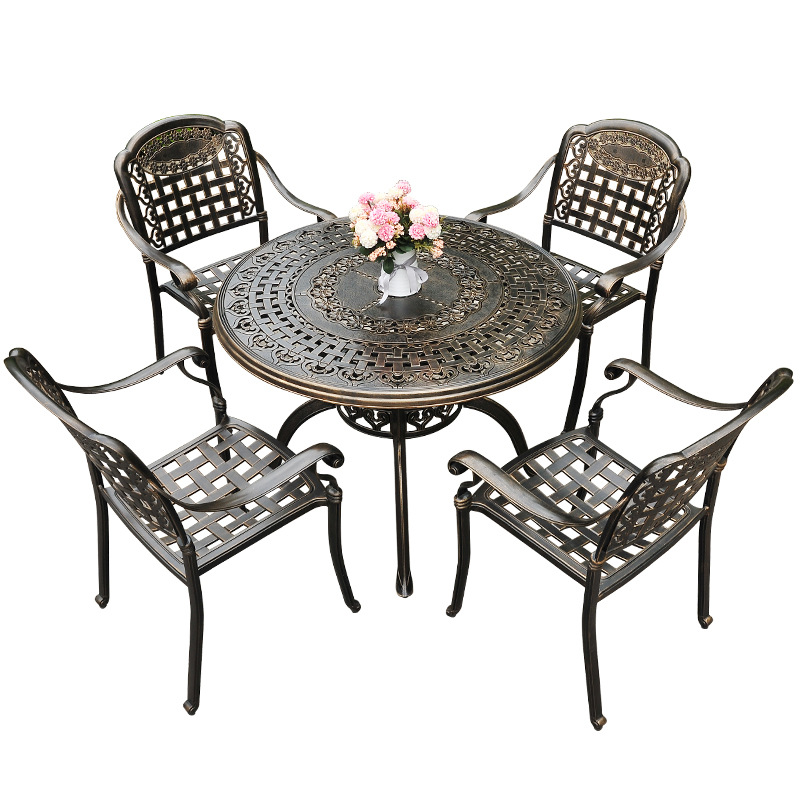 户外桌椅组合 室外庭院伊丽莎白铸铝桌椅家具 花园阳台铁艺休闲桌