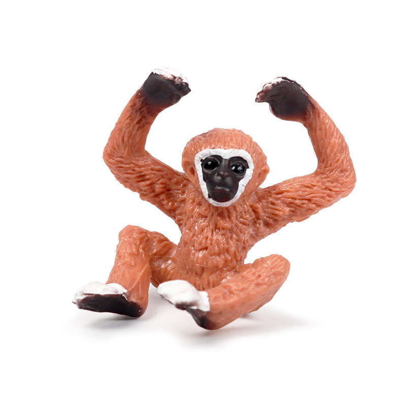 实心迷你仿真野生动物模型长臂猿幼崽 猴子 猩猩儿童认知塑胶玩具