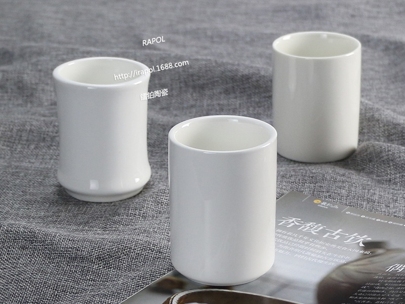 陶瓷茶杯 直身杯 竹节杯 竹筒杯 酒楼茶水杯 无柄漱口杯
