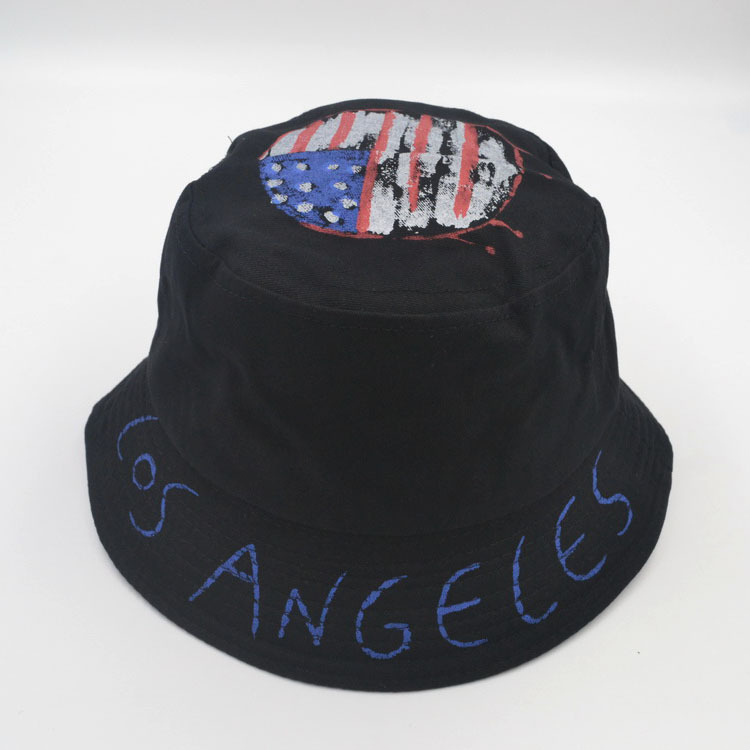 los angeles渔夫帽美国国旗街头盆帽男夏防晒涂鸦情侣文艺帽子