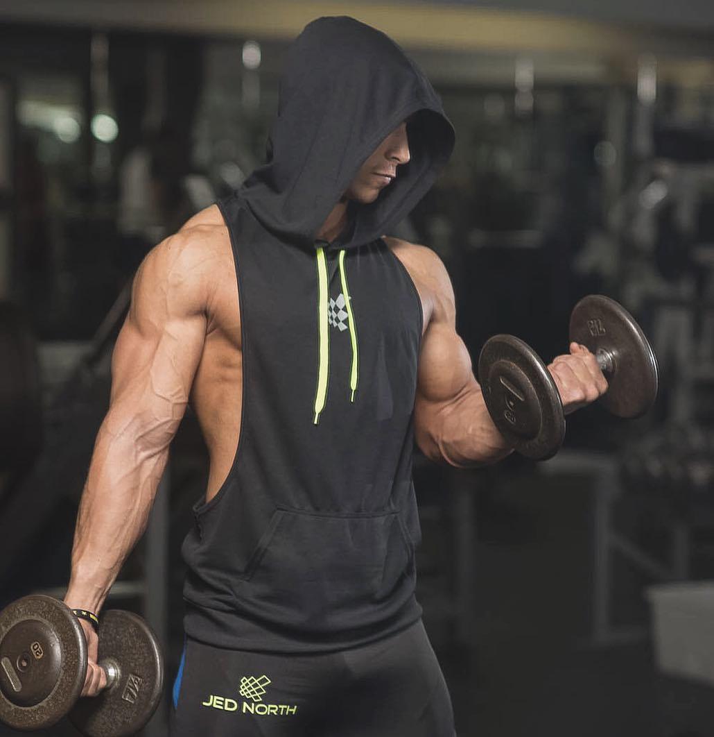 肌肉健身伙伴运动背心男无袖棉质健身马甲篮球训练露背夏装连帽衫