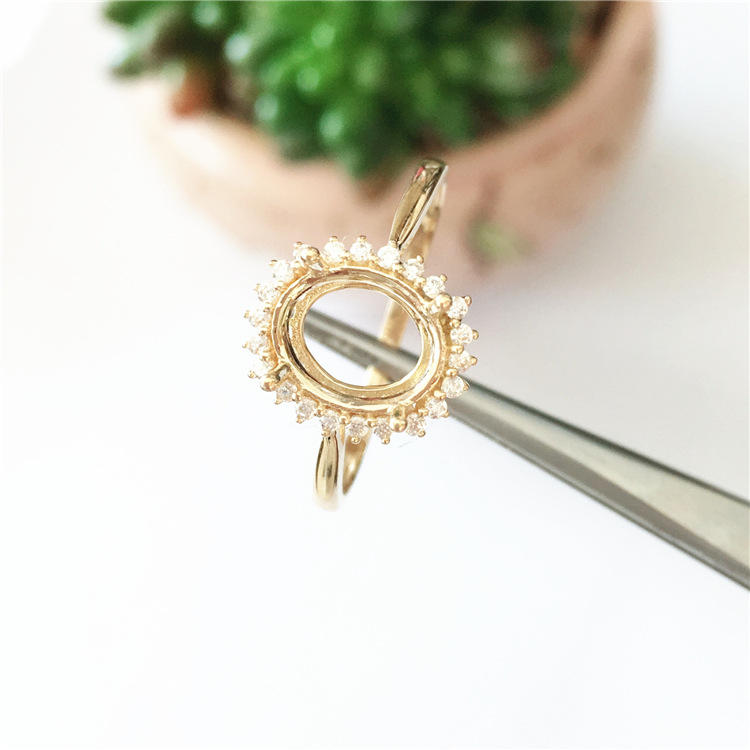 18k金戒指托 配钻石戒指空托 时尚k金饰品 空托批发厂家