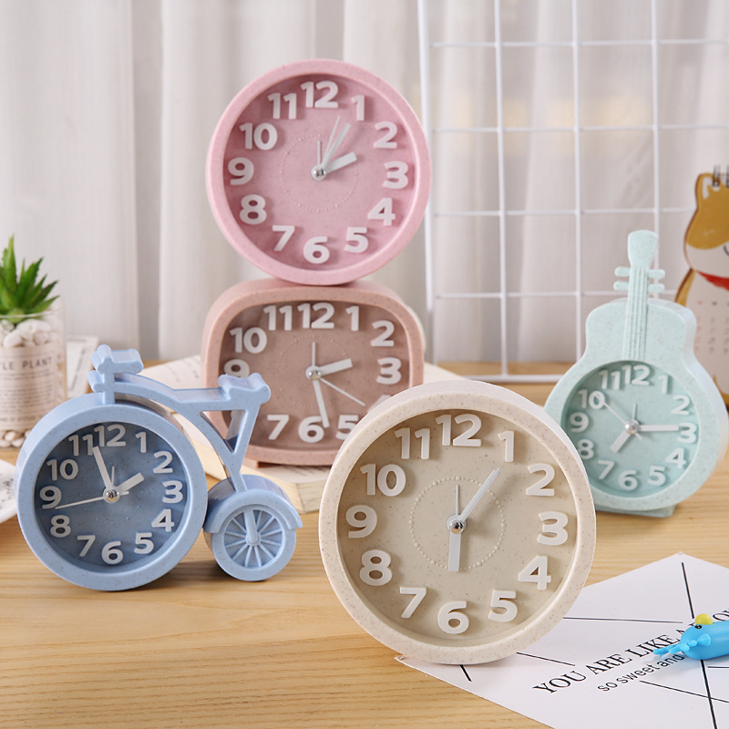 Wheat Straw Creative Fashion Alarm Clock Japanese Home Bedside Small Clock Gifts for Classmates Friend Graduation Gift Yuelu