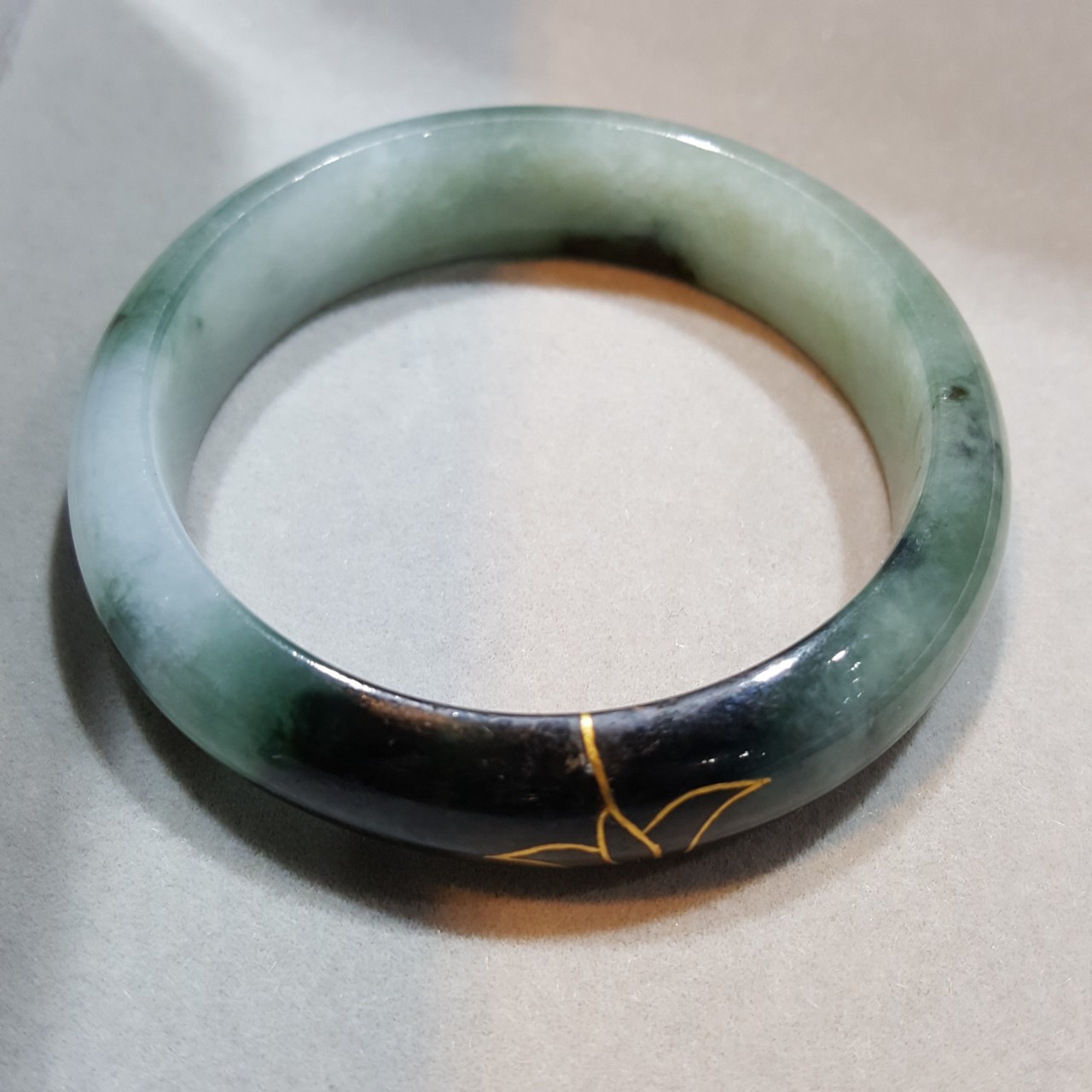 3-14-7.0(mm)金镶玉缅甸老坑种翡翠手镯