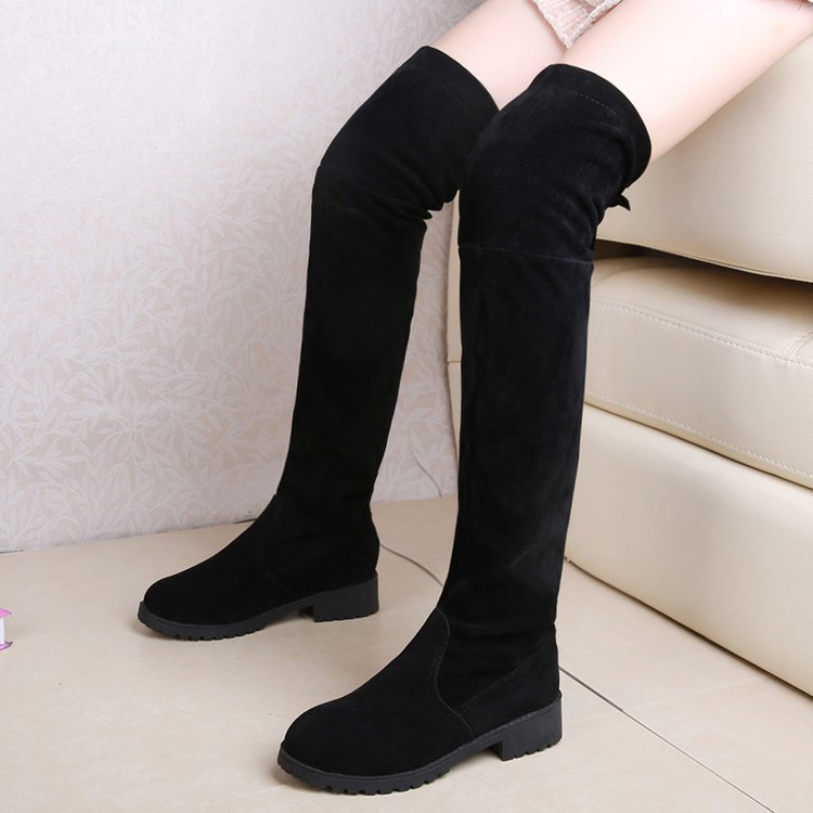 2022 New Autumn and Winter below the Knee Boots Women's Suede European and American High Heel Women's Shoes Slim plus Size Women's Boots in Stock