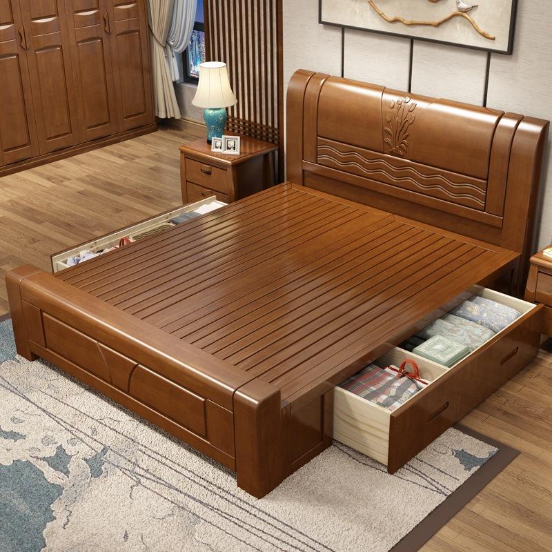 新中式实木高箱床 加厚加粗1.8婚床 双人床 橡木床 厂家直销