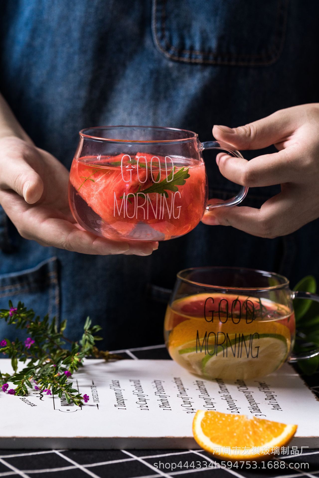 家用餐厅耐热玻璃情侣水杯子带把牛奶早餐杯咖啡冷饮泡茶杯微波炉