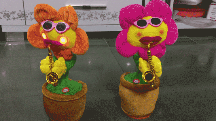 抖音妖娆花太阳花玩具会唱歌跳舞妖娆向日葵玩具毛绒抖音玩具搞怪