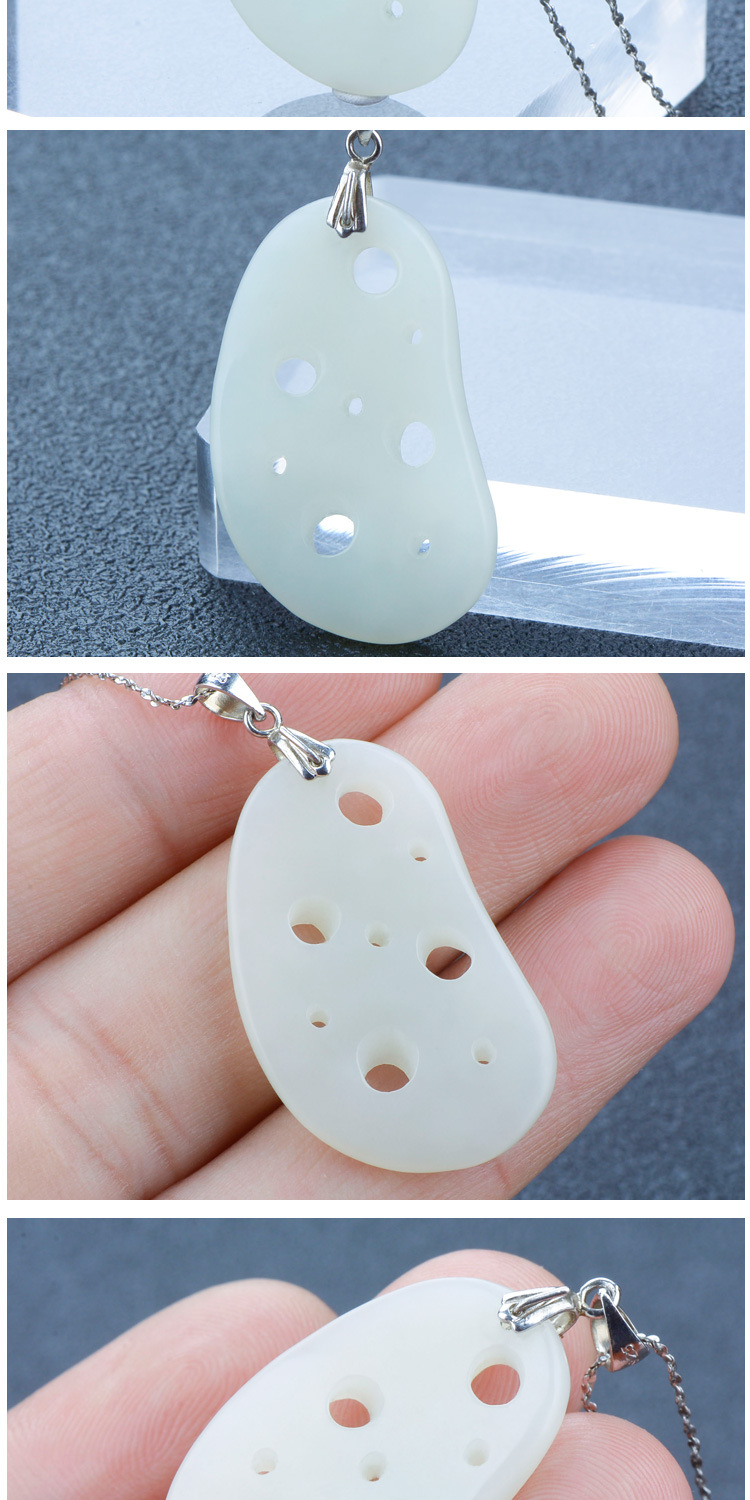 天然正品和田玉白玉女款莲藕吊坠925银扣镶嵌连年有余莲菜项链